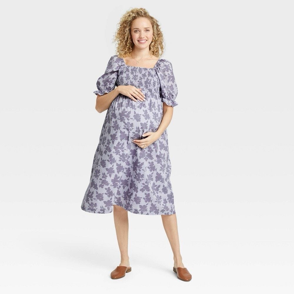 The Nines By Hatch Elbow Sleeve Cotton Maternity Dress Size Medium
